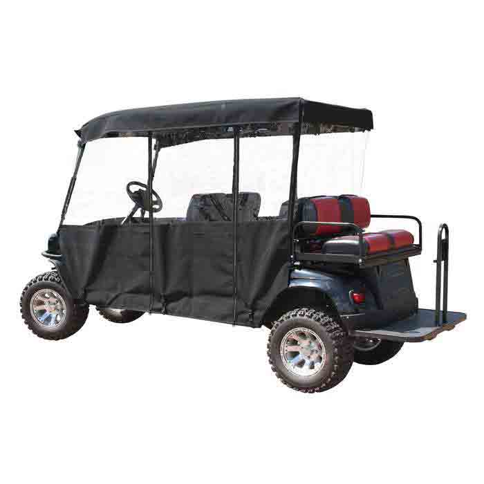 E-Z-GO OEM ST Express acrylic enclosure in black for golf carts, weatherproof with clear visibility, part 611904.