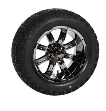 E-Z-GO left hand wheel assembly OEM part 662376 for Spartan SS golf cart with 14x7 wheel, shown with the wheel attached.
