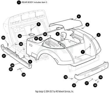 E-Z-GO OEM Jac Orange body assembly for golf carts, showroom ready exterior, part 625272G079, durable golf cart replacement.