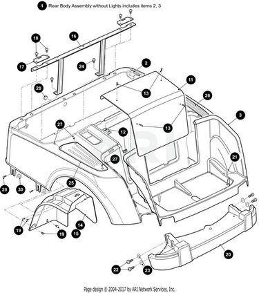 E-Z-GO Ivory Body Assembly for golf carts, OEM replacement part without lights, durable exterior exterior body component