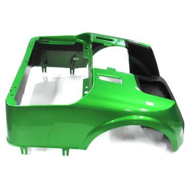 E-Z-GO OEM Monster Green body assembly for golf carts, without lights, part number PN 12345, shown on a golf cart.
