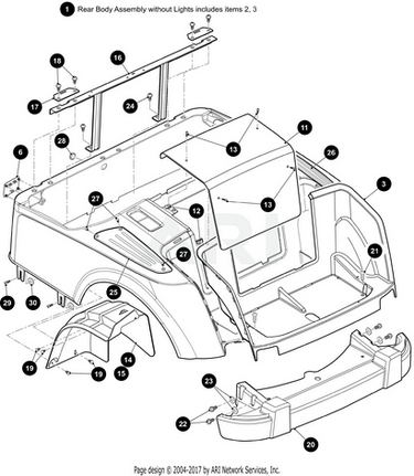 E-Z-GO OEM Ocean Gray body assembly for golf carts, exterior panel upgrade without lights, featuring smooth finish and precise fit.
