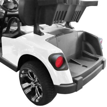 E-Z-GO Bright White golf cart body with premium LED lights assembly, showcasing the OEM golf cart body in bright white color.