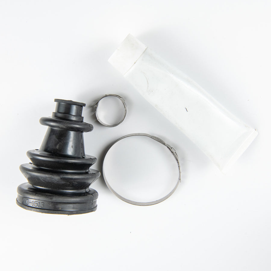 E-Z-GO OEM front boot repair kit with grease for golf carts, includes inner and outer boot replacement parts.