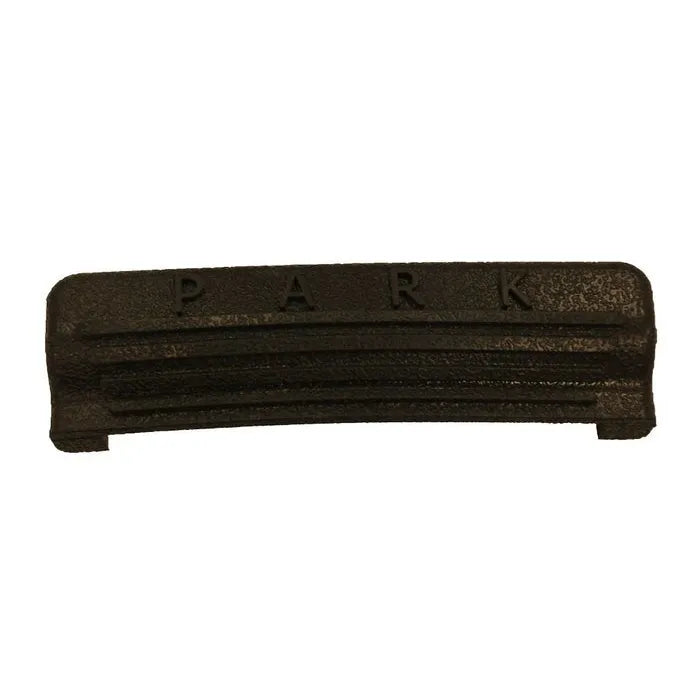 E-Z-GO OEM cover for pedal park brake, premium replacement part for golf carts, shown in black with textured surface.