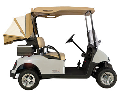 E-Z-GO Bag Cover Curtain Kit in Stone Beige for golf carts, weatherproof accessory with protective cover and curtain.
