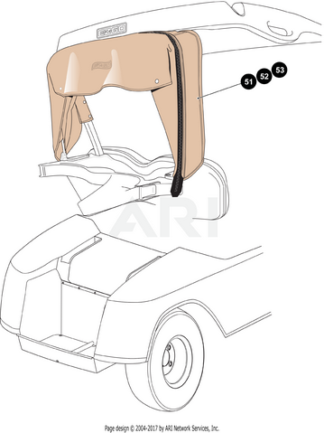 EZ-GO OEM Rear Bag Cover Kit Tan 625583 For Golf Carts Durable Weatherproof Storage - Rainier Parts