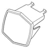 E-Z-GO OEM 649875G01 logo attachment on Cushman cowl for golf carts, exterior branding accessory.