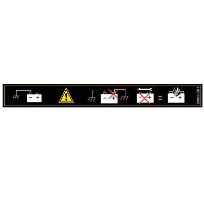 E-Z-GO Battery Warning Decal OEM safety label for golf carts, EEC compliant, with black and yellow caution symbols.