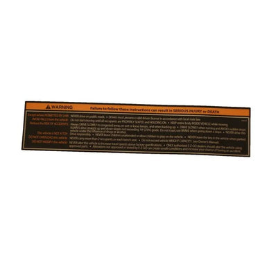 E-Z-GO 608528 Warning Decal - FRDM Safety Label for Golf Carts - Rainier Parts