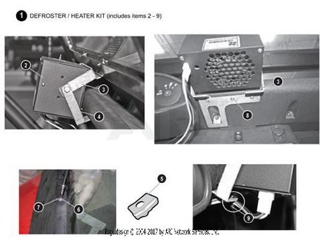 E-Z-GO 48V Heater Defroster Kit OEM Part 614712 for golf carts, showing the plug-and-play heater components for climate control.