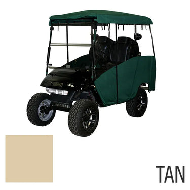 E-Z-GO TXT 4-passenger enclosure in tan, weatherproof all-weather protection for golf carts, OEM part PF11558.