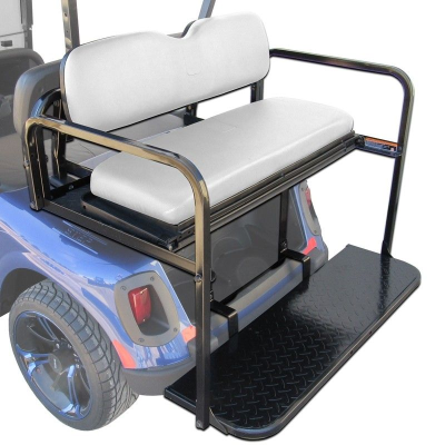 E-Z-GO OEM flip seat kit for golf carts, oyster color, designed for RXV models, includes seat and hardware for easy installation.
