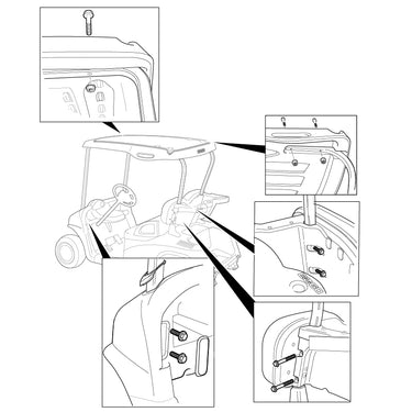 E-Z-GO OEM Sun Top Hardware Kit Part 610763 for EZGO golf carts, durable all-in-one installation hardware for sun top setup