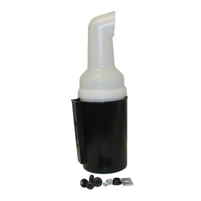 E-Z-GO OEM Sand Bottle Kit with top screw for golf cart maintenance, durable greens care accessory with brand logo.