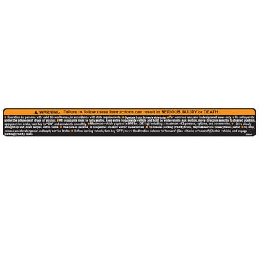 OEM EZGO Safety Console Label 625240 For Golf Carts Durable Weather Resistant Sticker - Rainier Parts