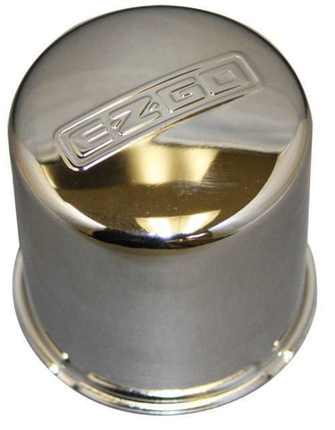 E-Z-GO OEM center cap with logo back mount for golf carts, durable and authentic branding accessory for E-Z-GO golf carts.