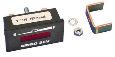 E-Z-GO OEM 33636G01 36V charge meter battery level indicator for golf carts, showing voltage and battery status.