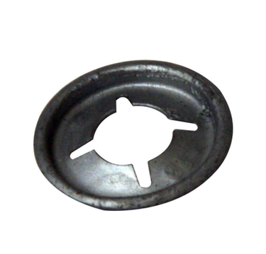 E-Z-GO 12064G6 OEM push nut for golf carts, durable metal replacement part with threads for secure fastening.