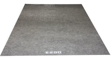 E-Z-GO OEM parking mat with logo, durable non-slip floor protector for golf carts, designed for stylish vehicle protection.