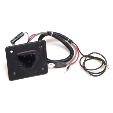 E-Z-GO OEM RXV 602529 48V Receptacle Charger for Delta Q golf carts with screws for secure installation.