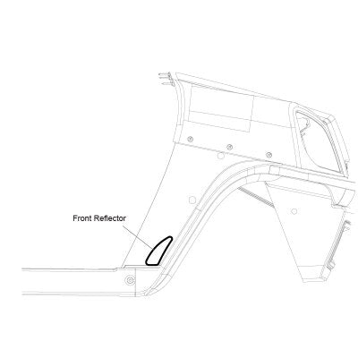 E-Z-GO OEM Reflex Amber Front Right Reflector for golf carts, safety accessory, visible on the front right side.