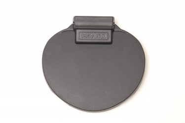 E-Z-GO OEM scorecard holder assembly for golf carts, black plastic accessory with clip for holding scorecards.