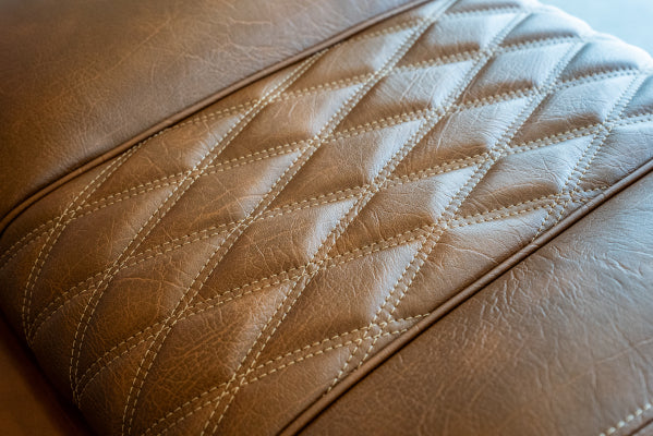 E-Z-GO front seat bottom assembly in Amarillo Brown for golf carts, premium OEM seat with cushioned, durable design.