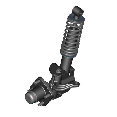 E-Z-GO OEM right-hand shock absorber assembly for golf carts, showcasing the suspension upgrade part with coil and mounting hardware.