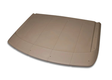 E-Z-GO OEM Suntop in stone beige with extension kit for golf carts, model 10027340G0102, showing the modular sunshade and extension.