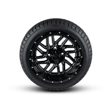 E-Z-GO OEM tire assembly 10047964 for golf carts, 14-inch black Michelin Viln premium replacement with 205/40 profile.