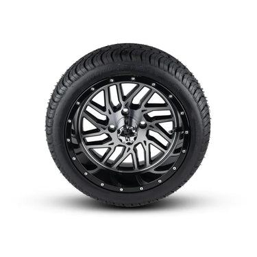 OEM E-Z-GO Paramount 205/40-14 Tire On Wheel For Golf Carts Black Machined Rim PN 20540-14 - Rainier Parts