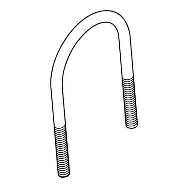 E-Z-GO OEM U-bolt with 65mm diameter, 100mm length, 30mm thread for golf cart heavy-duty fastening repair.