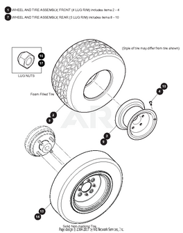 E-Z-GO OEM Cush tire and wheel assembly 4.80x8 for golf carts, premium upgrade, durable wheel replacement for E-Z-GO golf carts