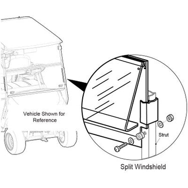EZGO OEM Windshield Kit TXT 2x2 Split Design Premium Weather Protection 625279G02 For Golf Carts - Rainier Parts