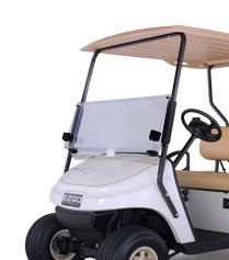 E-Z-GO TXT OEM split windshield refresh kit with tinted glass for golf carts, featuring durable fit and glare reduction.