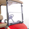 E-Z-GO RXV OEM split windshield kit with two panes, durable weather shield for golf carts, easy to install.