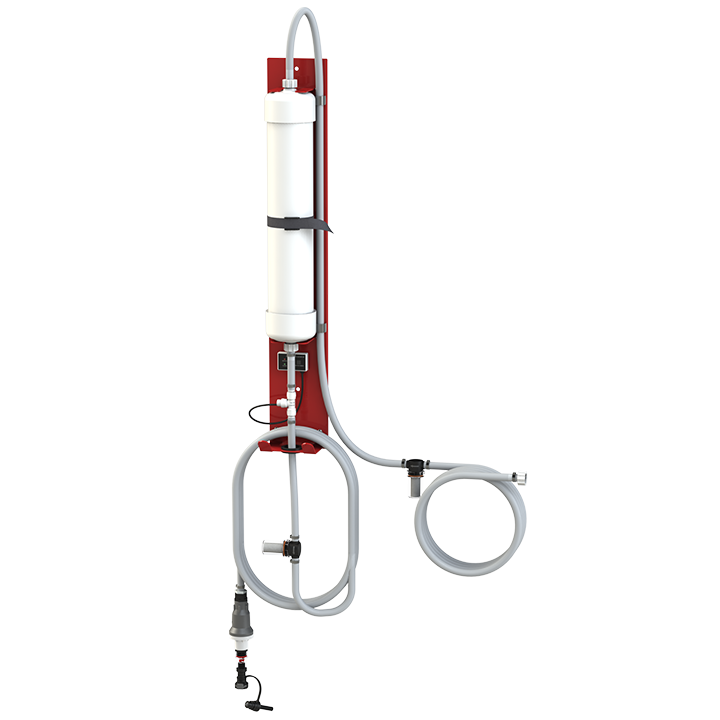 Flow-Rite BA-MS-340 deionized water supply with cartridge for laboratory and industrial filtration systems.