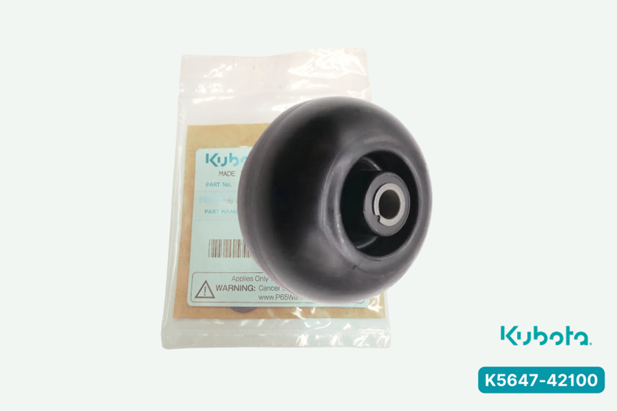 Kubota roller assembly K5647-42100 for lawn mowers, preventing scalping and ensuring a smooth, even cut on grass.