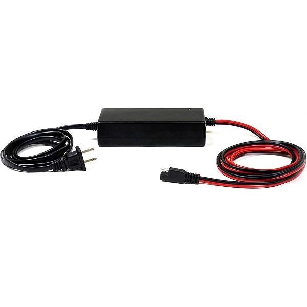 Nivel Bazooka 7 Amp AC-DC adapter for golf carts, compatible with G2 party bars, showing the N13-043 model in use.