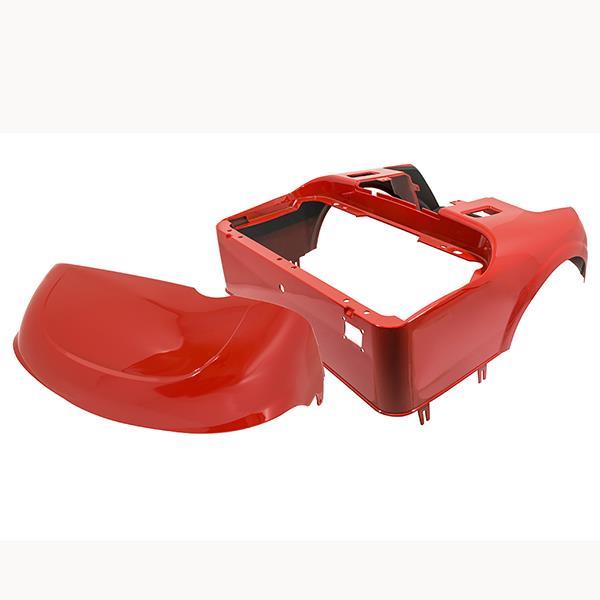 Nivel N18-182 OEM Metallic Flame Red body kit for E-Z-GO RXV golf carts, includes front and rear body panels for 2016 and up.