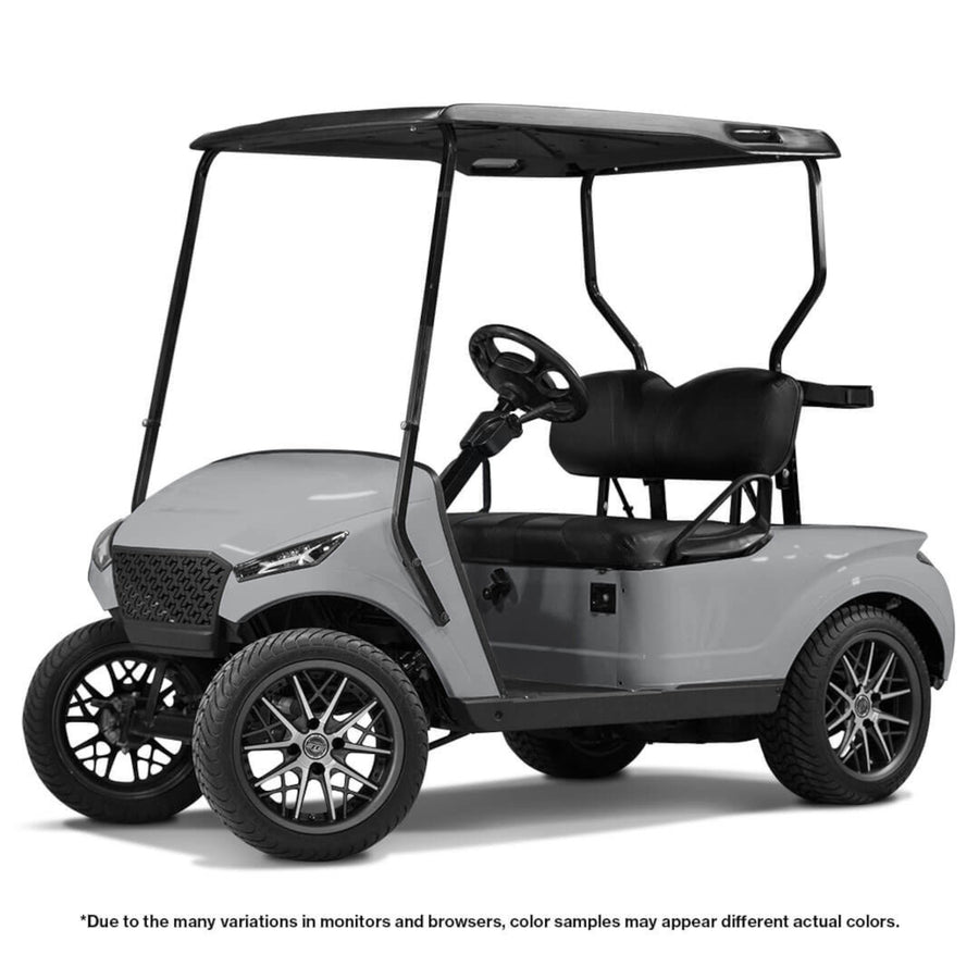 Nivel MadJax Storm Cement Gray Body Kit for golf carts, showcasing the sleek exterior upgrade with a smooth cement-gray finish.