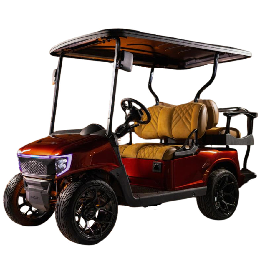 Nivel MadJax APEX Body Kit in Carmine Red Metallic for golf carts, showcasing a durable, stylish upgrade with showroom quality.