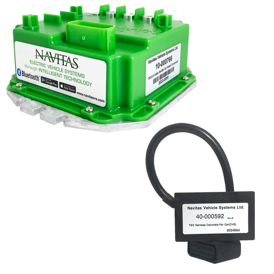 Nivel Navitas TSX3.0 golf cart controller, 440A N25-104 model, installed in a golf cart for electric vehicle control.