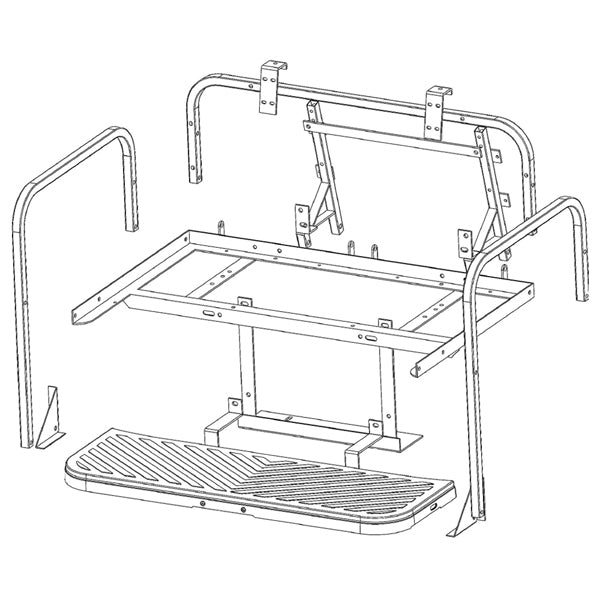 Nivel GTW Mach3 Flip Frame Storage for Yamaha G29 Golf Cart, black flip frame with mounting hardware, fits models 2007-2016