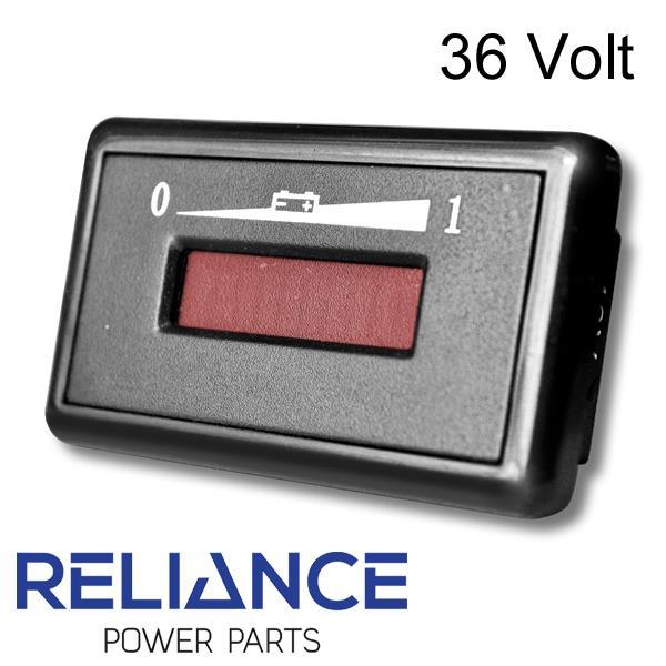 Nivel 36V digital charge meter for golf carts and RVs, showing battery level on a compact, easy-to-read display.