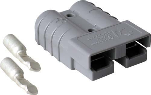 Nivel N1206 Anderson charger plug for Club Car and EZGO golf carts, showing a durable black charging adapter with brand markings.
