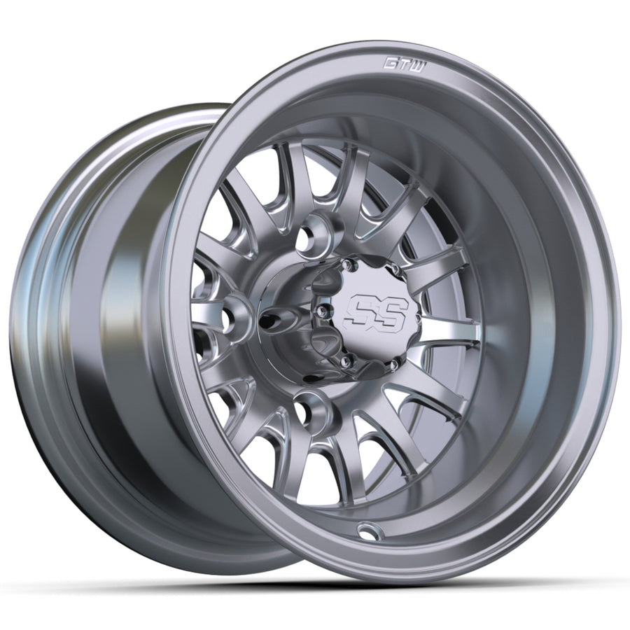 Nivel GTW Medusa 10-inch wheel regulator for golf carts, machined silver with 3/4 offset, designed by Nivel.