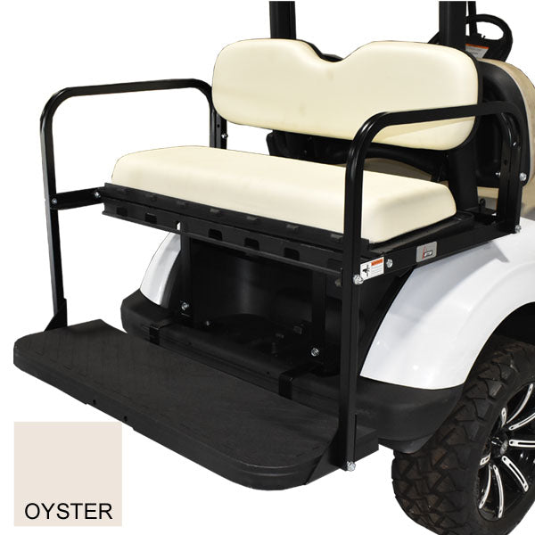 Nivel GTW Mach3 rear flip seat for EZGO RXV golf cart, weatherproof oyster-colored golf cart seat by Nivel.