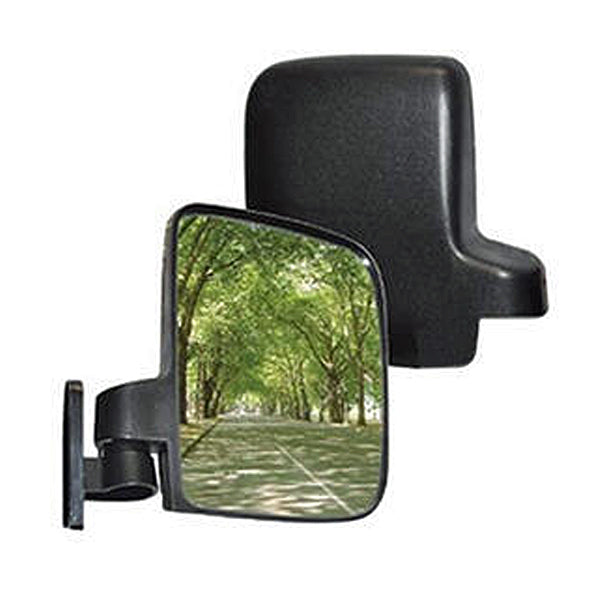 Nivel MadJax NMJSM8000 golf cart side mirror set showing two mirrors with adjustable arms for improved visibility and safety.